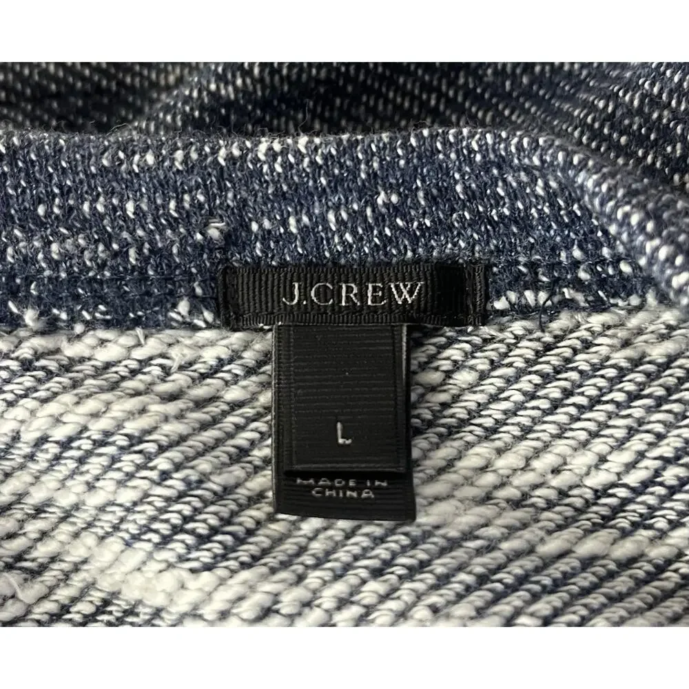 J. Crew Marled Blue Jeweled Rhinestone Neck Knit Pullover Sweater Size Large - Picture 7 of 8